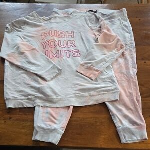 Torrid Active Pink And Gray Tie-Dye Matching Jogger Sweatshirt Set Size 1X